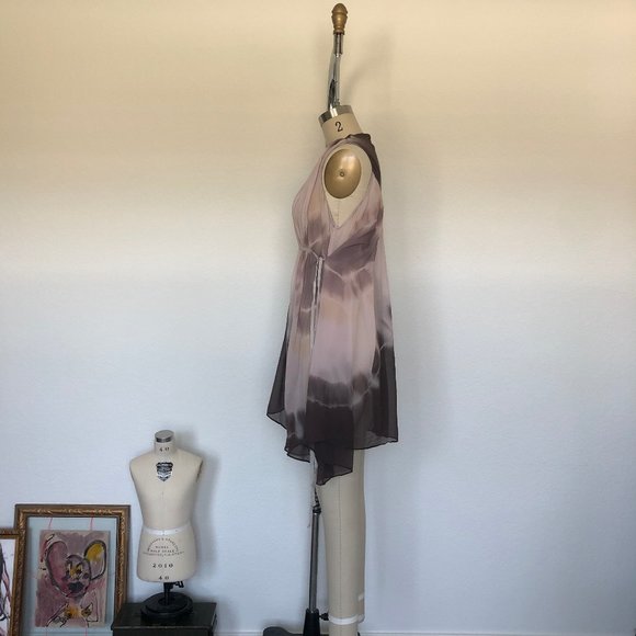 AllSaints Porisan Short Kaftan Silk Tunic Dress Bu - Picture 4 of 9